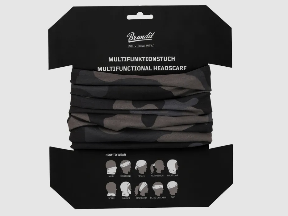 Multifunctional cloth (tube scarf) for head, face, neck - One size - Dark camouflage