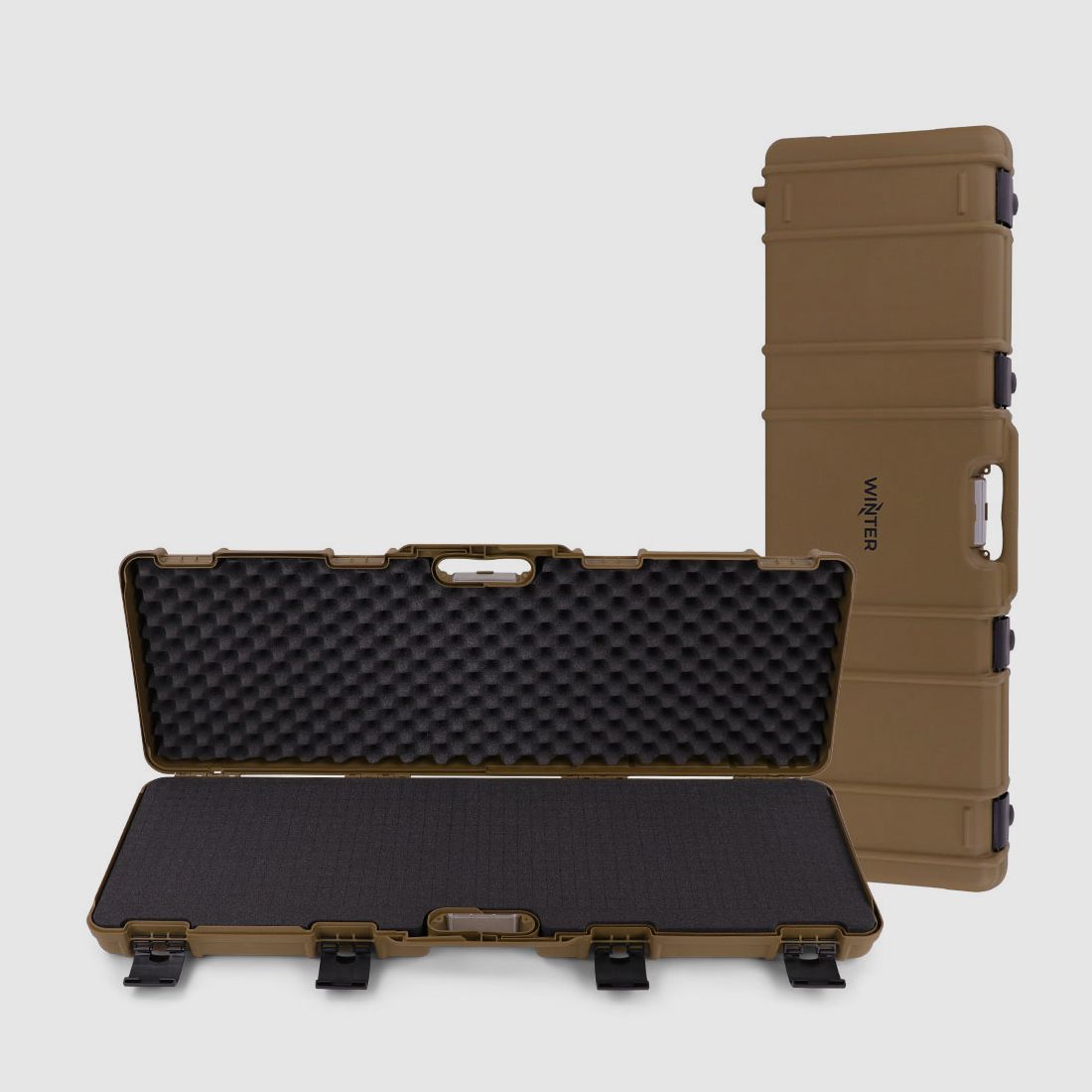 Housse de fusil d'hiver W10 103 cm pour 1 arme longue - plastique PP, 4 verrous push-pull, grille (Coyote)