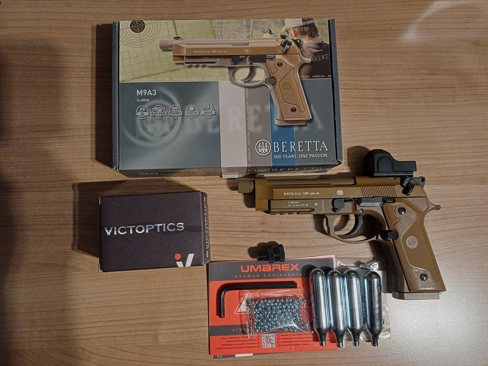 Beretta M9A3 FM FDE CO2 4,5mm BB Blowback Vollmetall met Red Dot Rotpuntkijker !