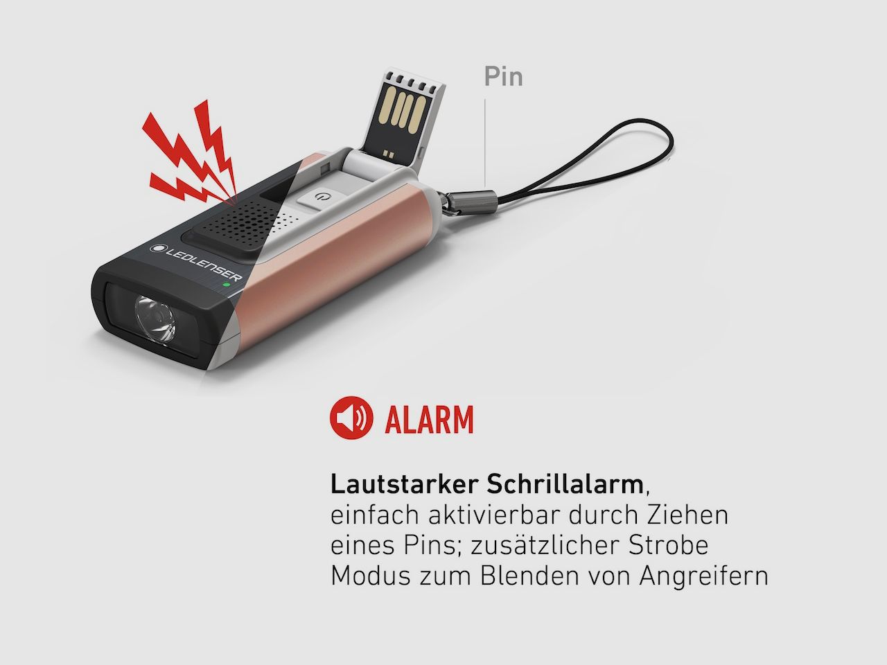 Ledlenser 502581 K6R Safety Latarka kluczykowa 400 lumenów 80 metrów złota