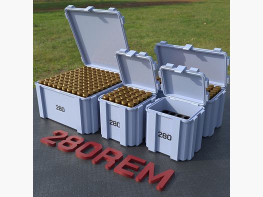 Filamelt ammunition box / .280 Remington / 'flip lid' / cartridge box, ammo box
