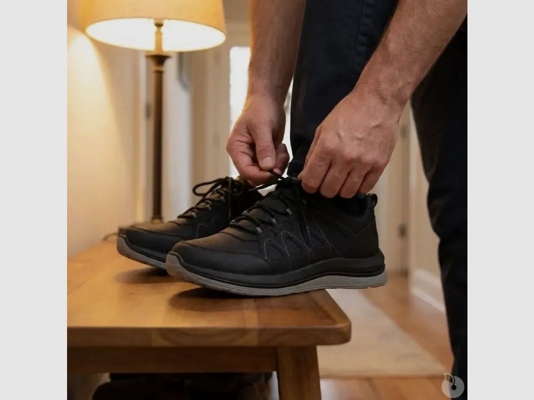 Men's Black Synthetic Walking Shoes - Low Top, image 3 of 10