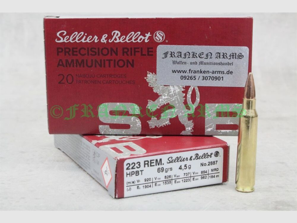Sellier&Bellot OTM HPBT .223 Rem. 69gr. 4,5g 20 Stück Staffelpreise