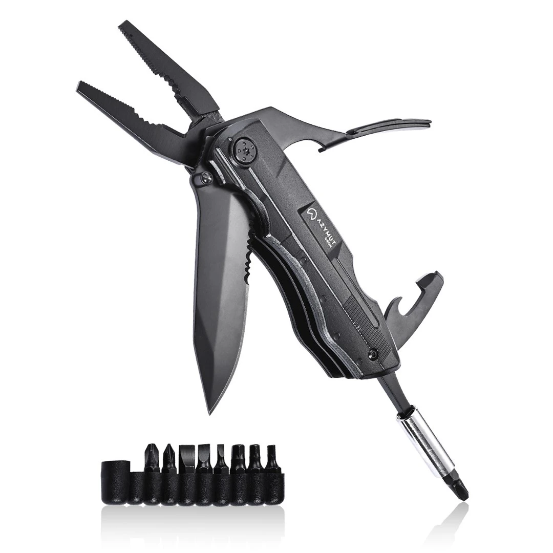 Multitool AZYMUT Gron, 11 Werkzeuge, 9 Bits, Holster H-P224052