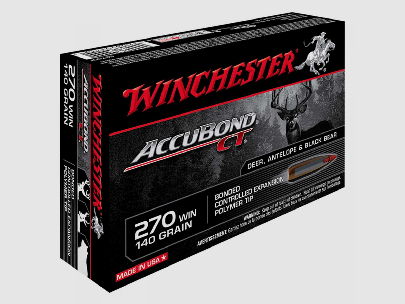 Winchester Accubond CT .270 Win. 140GR Bonded Controlled Expansion Polymer Tip 20 cartuchos