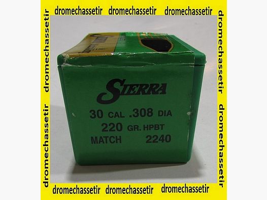 boite de 100 ogives Sierra .308, 220grs HPBT Matchking ref 2240