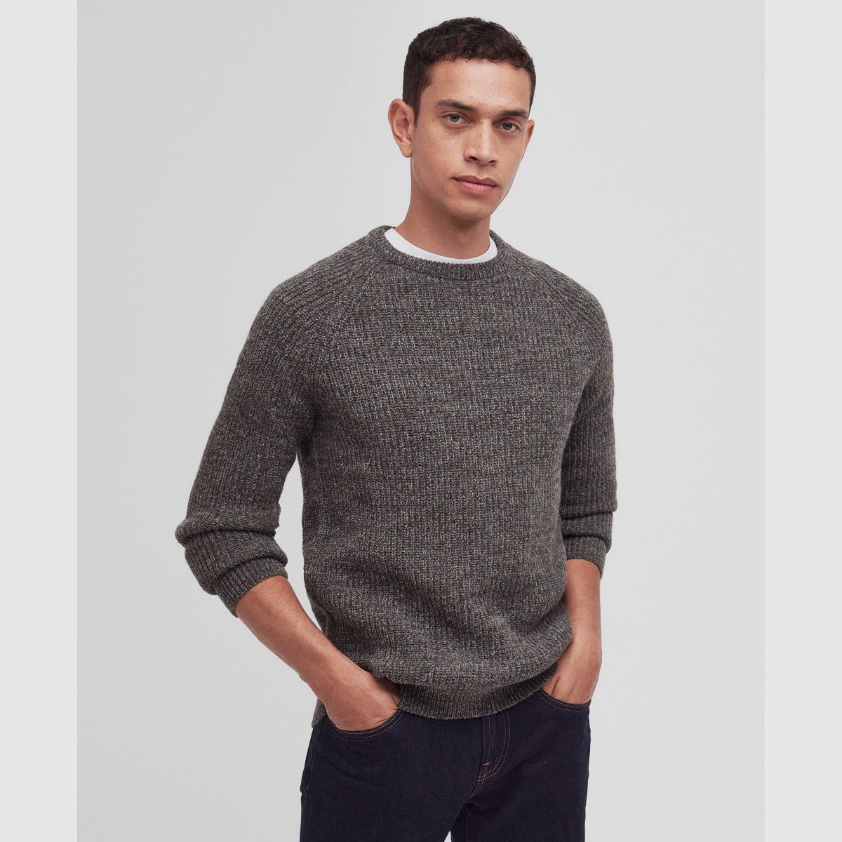 BARBOUR Pulower Horseford Okrągły Dekolt Oliwkowy