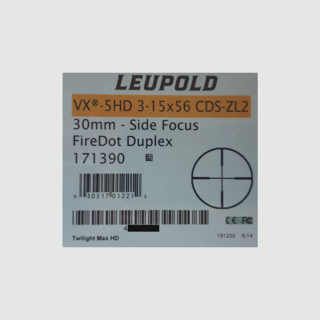 Neuware vom Fachhandel - Zielfernrohr Leupold VX-5HD 3-15x56mm FireDot Duplex mit LP und ASV CDS-ZL2