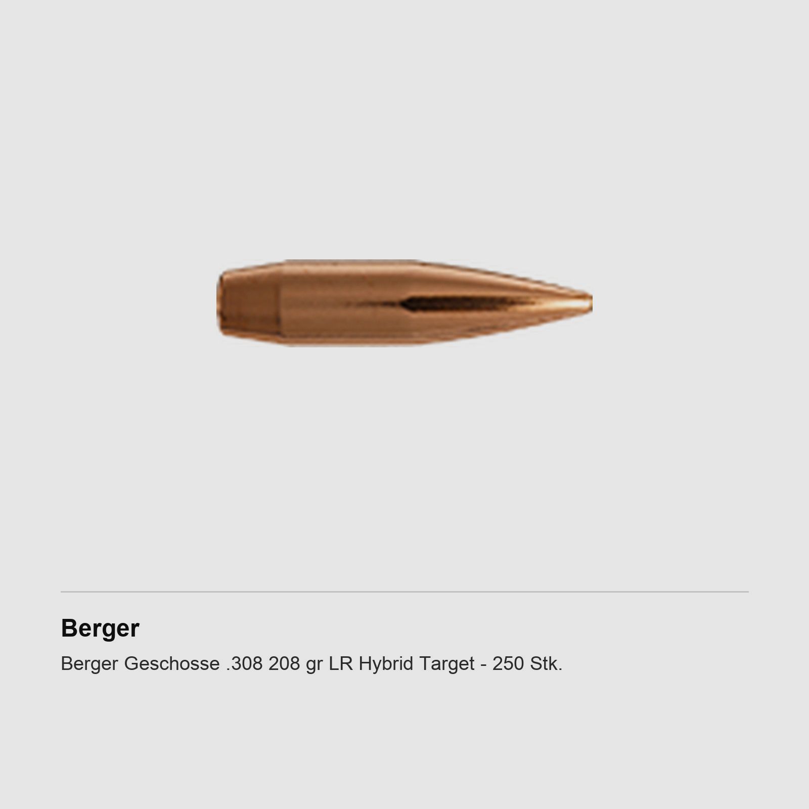 Proiettili Berger .308 208 gr LR Hybrid Target – 250 pz.