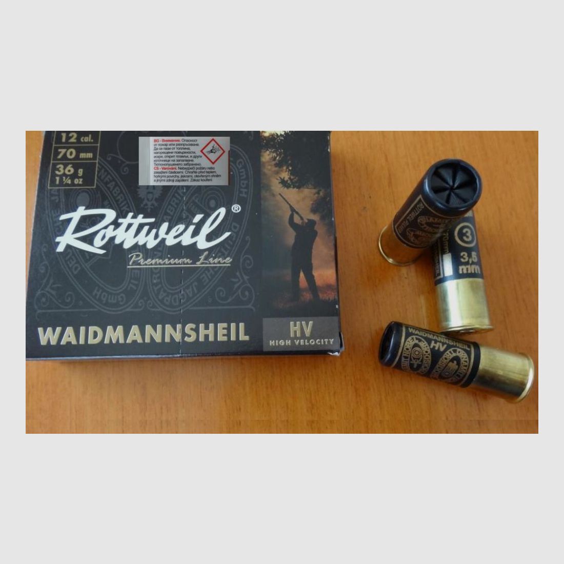 Rottweil Rottweil Schrotpatronen Waidmannsheil HV Plastik 12/70-3,5mm, Bild 1 von 2