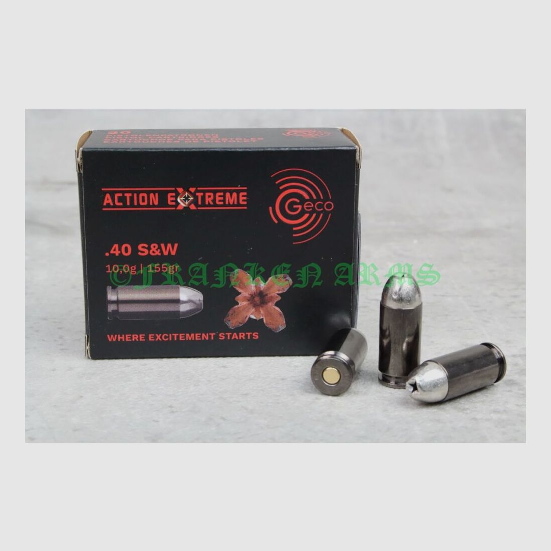 Geco .40 S&W Acción Extrema 155gr. 10,0g 20 piezas Precios por cantidad