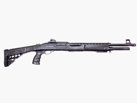 Huglu Victor P-Tac Tactical, Kal. 12/76, 51cm/20" Vorderschaftrepetierflinte Stahlschrotbeschuss