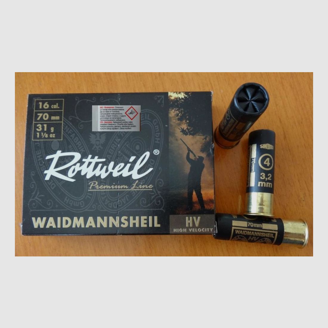 Rottweil Rottweil Shotgun Shells Waidmannsheil HV Plastic 12/70-3.2mm