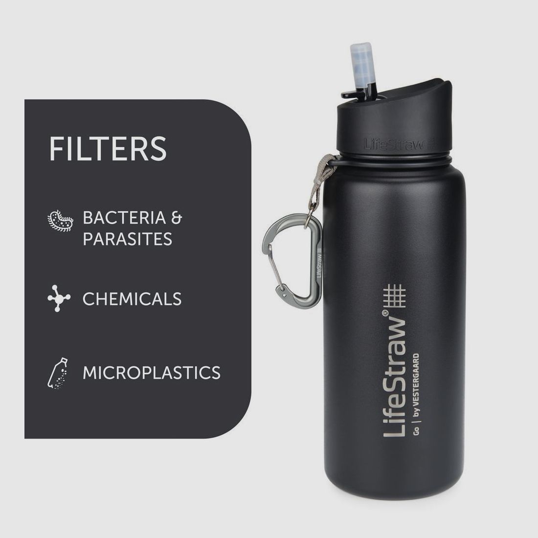 LifeStraw Go Stainless Steel Borraccia in acciaio inossidabile con filtro nero, Bild 10 von 12