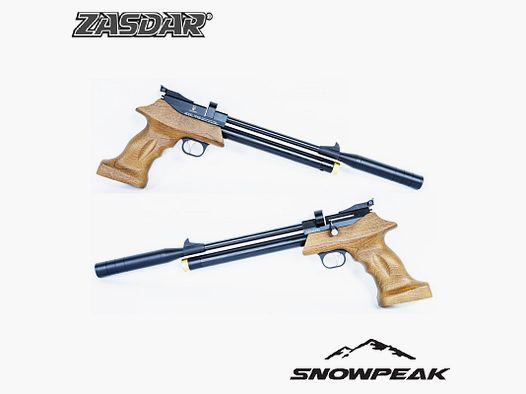 Pistola PCP Snowpeak – Zasdar PP800 multi-tiro con supresor de sonido y Regulador cal.5,5 mm Balines