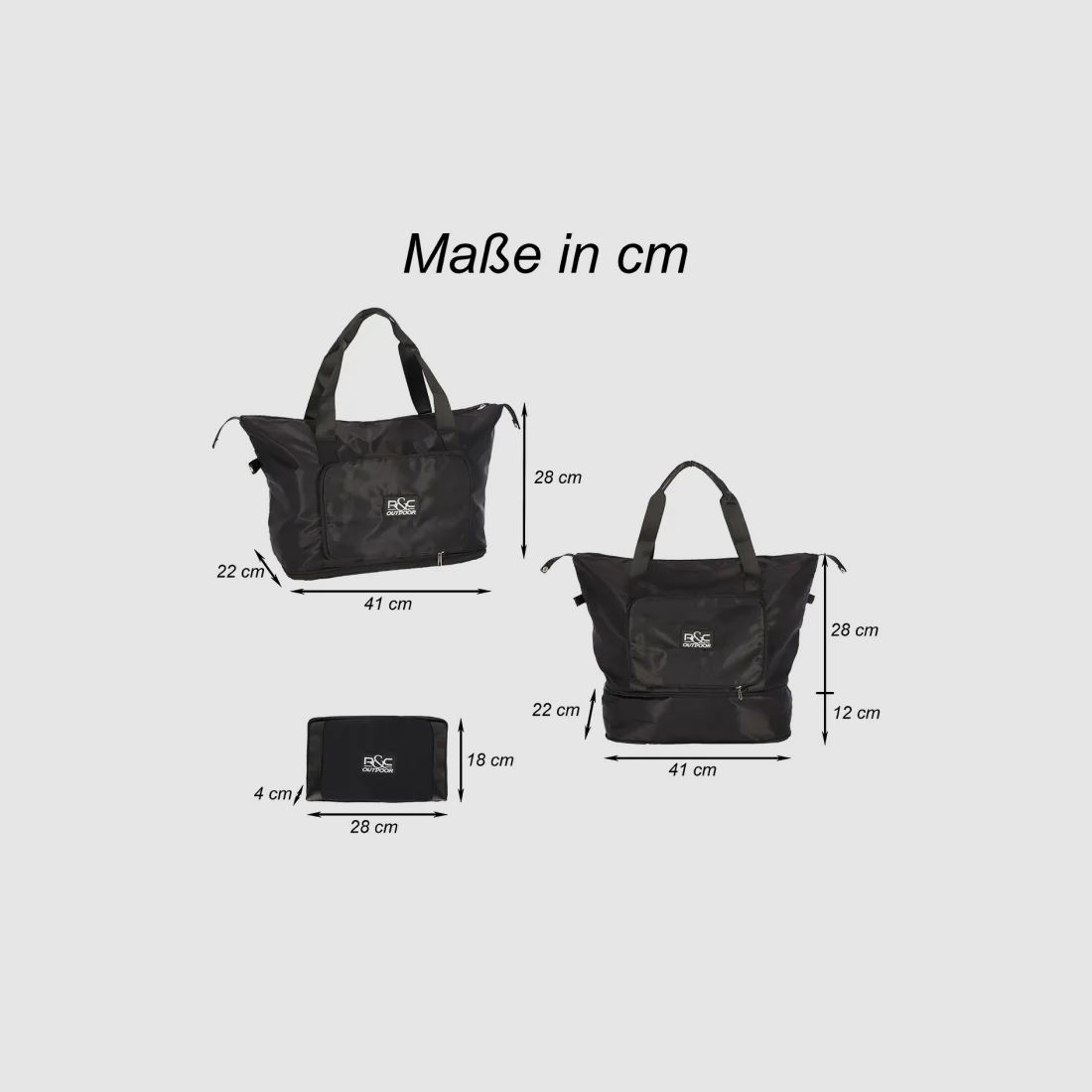 Bolsa de viaje negra plegable