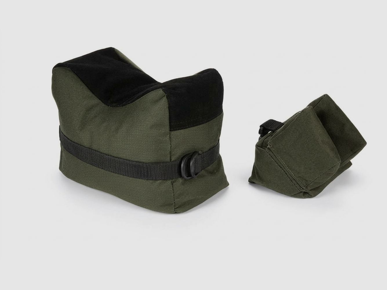 Schießsack SET Gewehr Auflagekissen Einschieß-Sack Vorne & Hinten mit Schnellverschluss-Clip