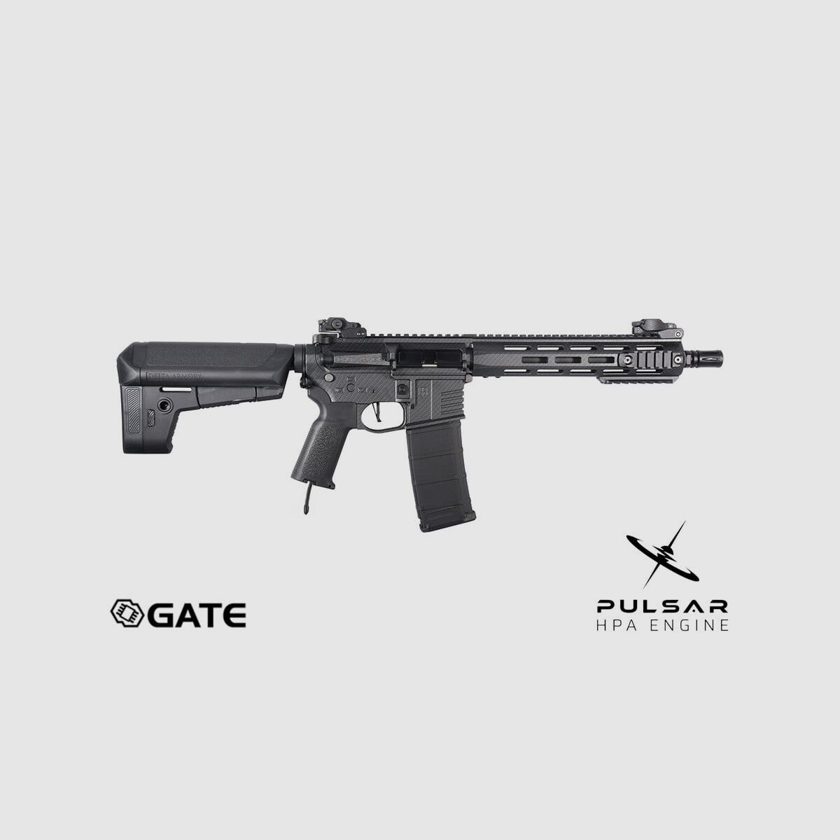 Delta Armory M4 AR15 M-LOK 10 Zoll CHARLIE GATE PULSAR HPA Airsoft Gewehr in Carbon, Bild 6 von 9