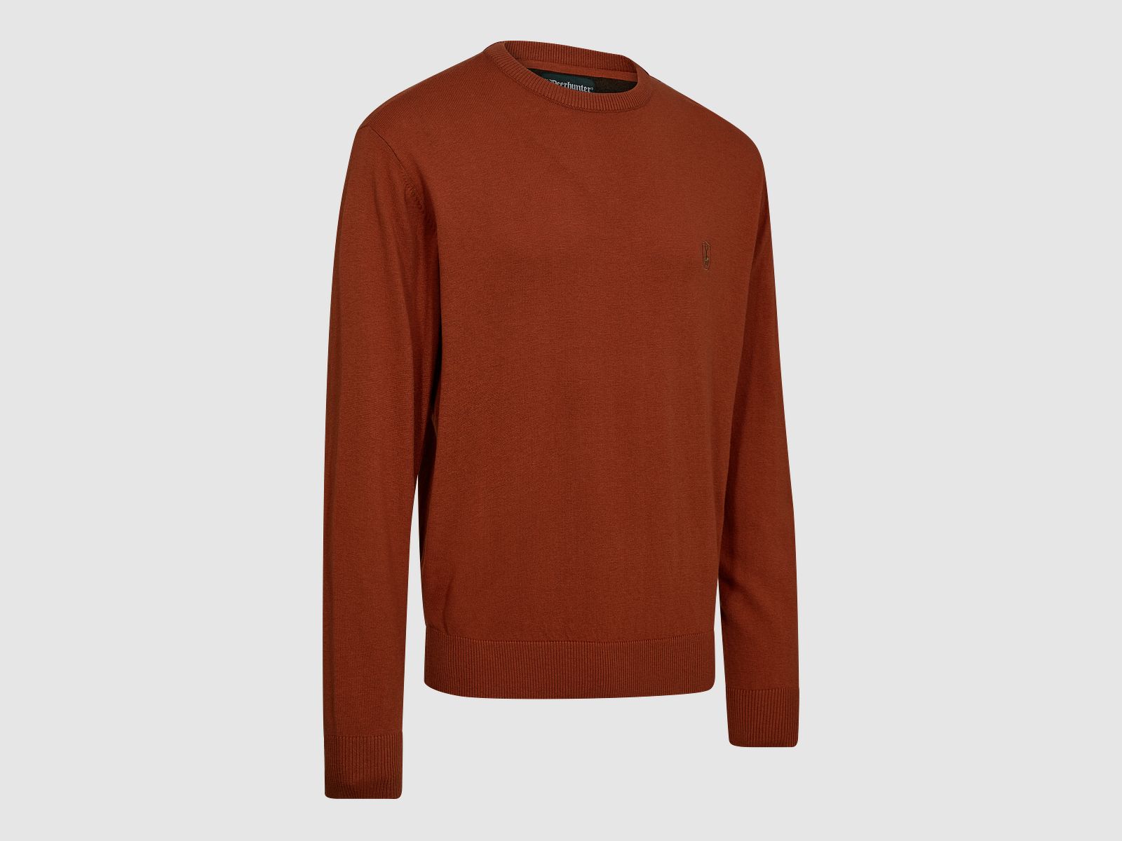 Harrington knitted pullover with round neck - Oak Rust Melange - Size: 3XL
