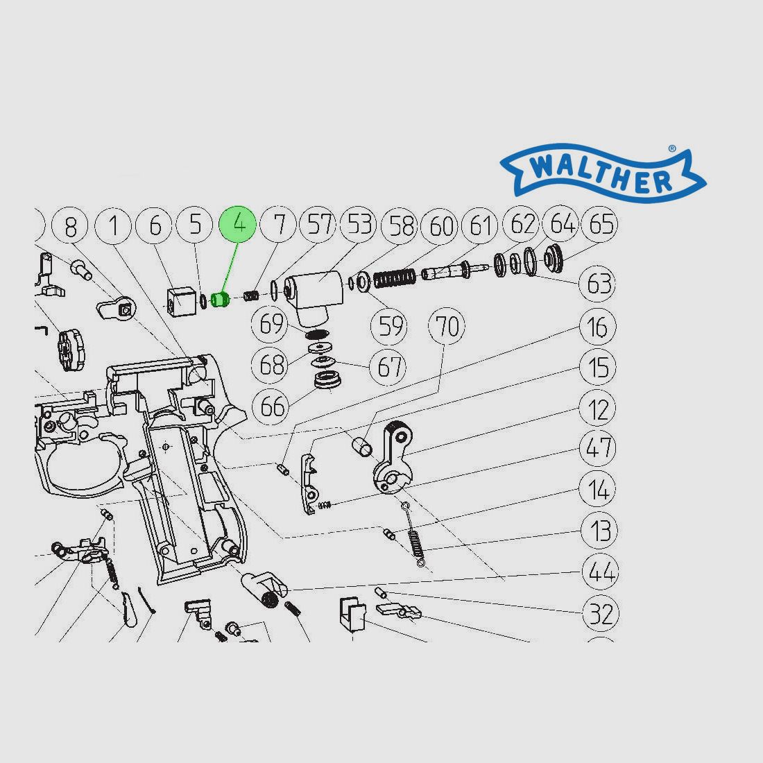 VentilabschlussdĂĽse fĂĽr CO2 Pistole Walther CP88, Ersatzteil