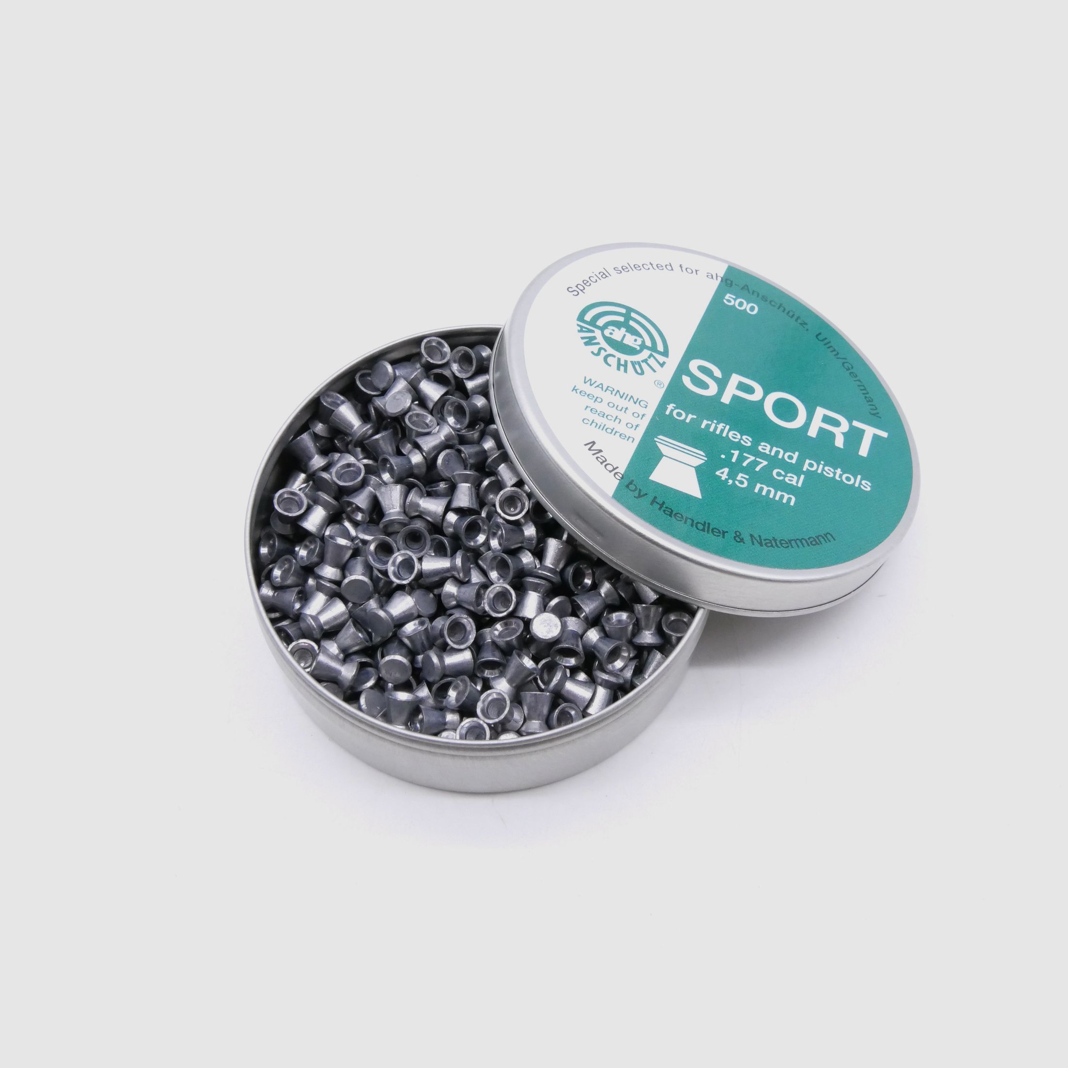 ahg Sport pellets Diabolos Runddose .177 cal 500 Stk. 4,5 mm 0,53 g für Luftgewehr und -Pistole