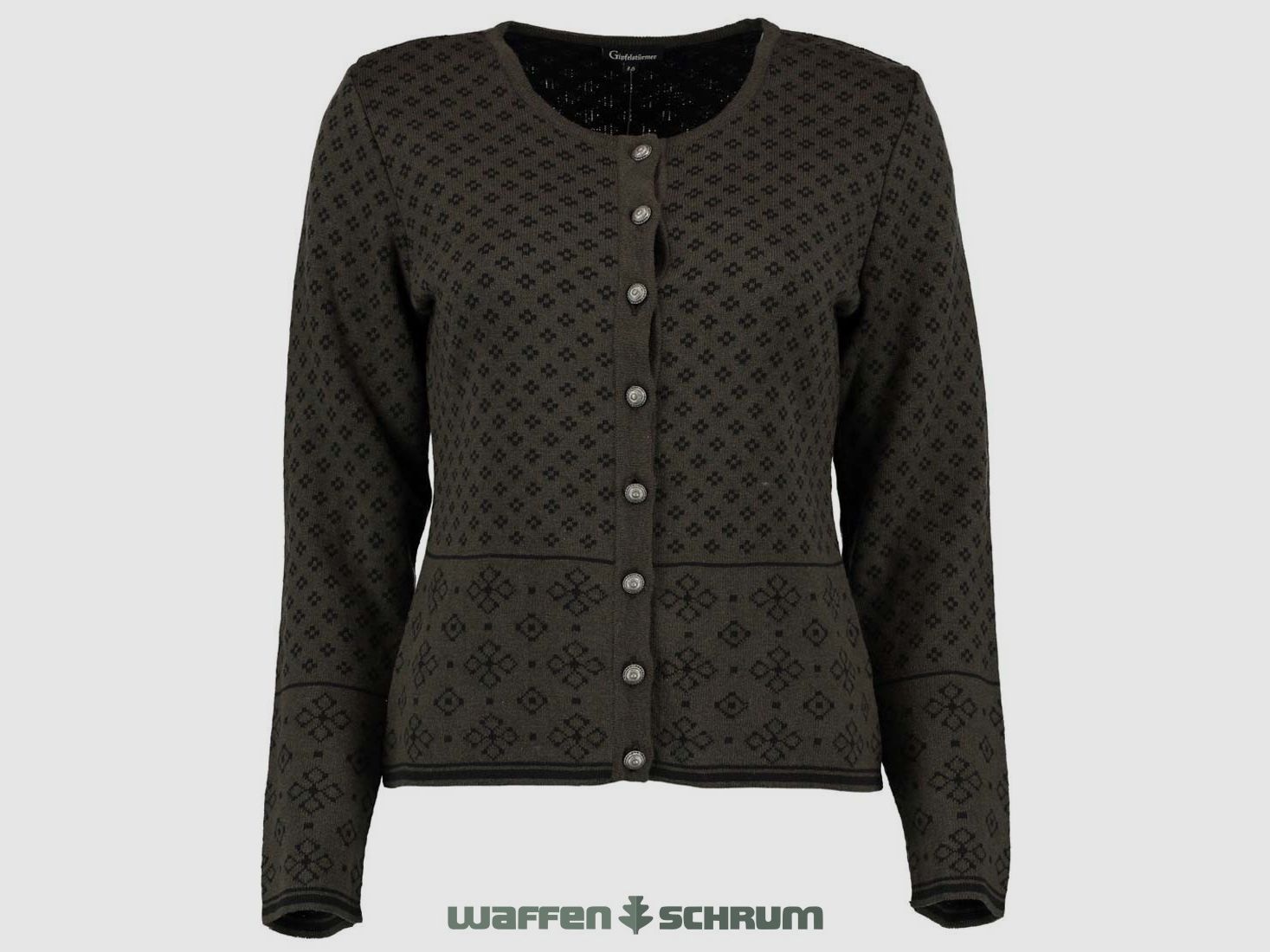 Gipfelstürmer Strickjacke Rundhals Dunkelgrün