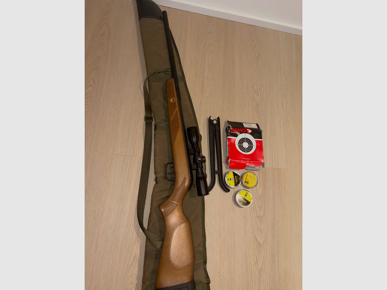 Gamo Big Cat 1250 4.5 mm air rifle complete set with scope, case & accessories