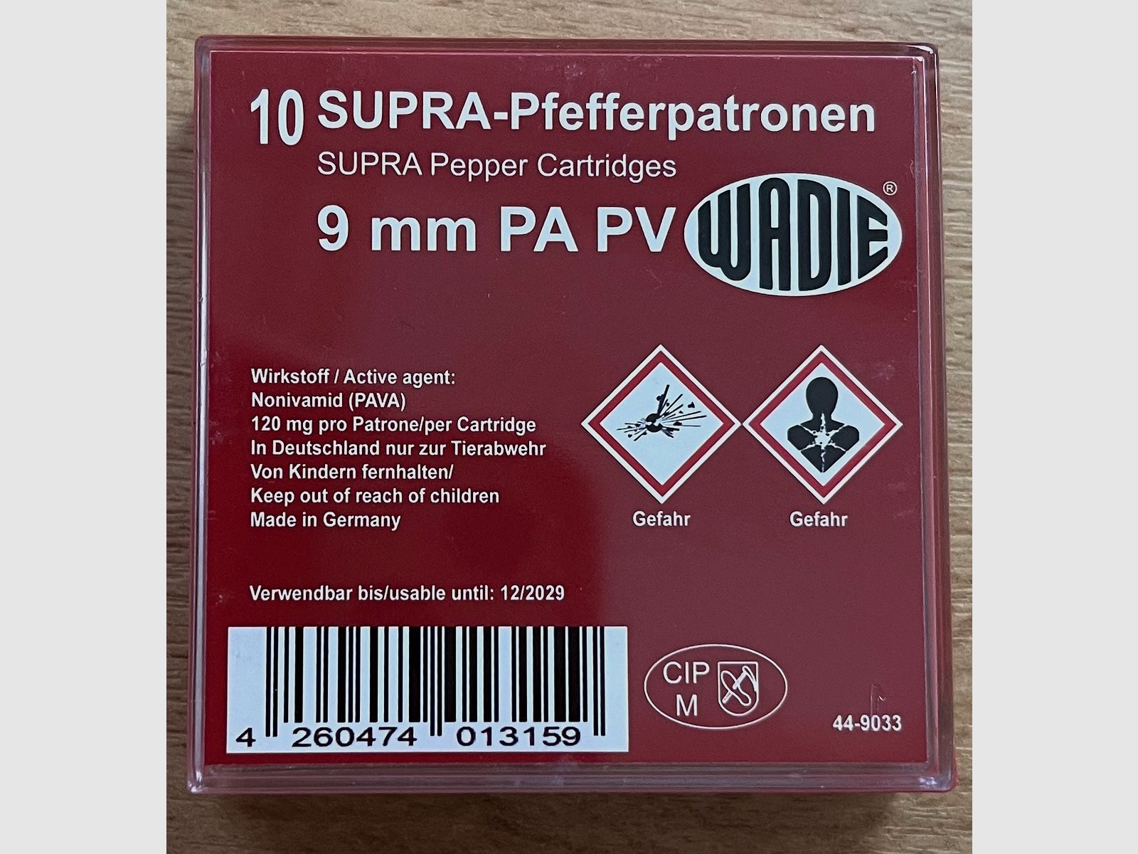 WADIE 44-9033 pepper ammunition 9mm P.A. PV for blank-firing weapons pyro, image 1 of 2