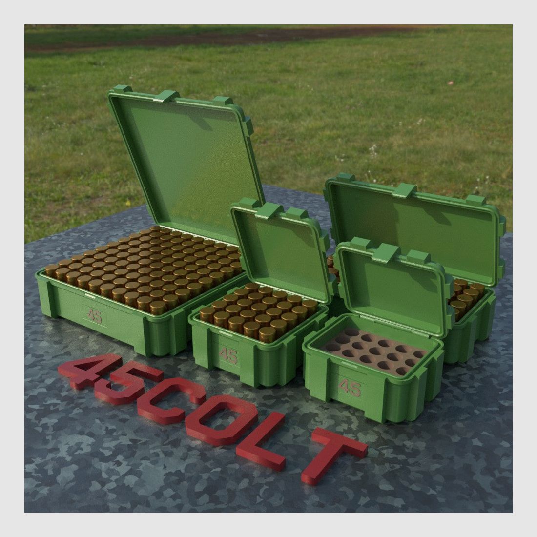 Filamelt scatola per munizioni / .45 Colt / 'coperchio a ribalta' / scatola per cartucce, scatola per munizioni