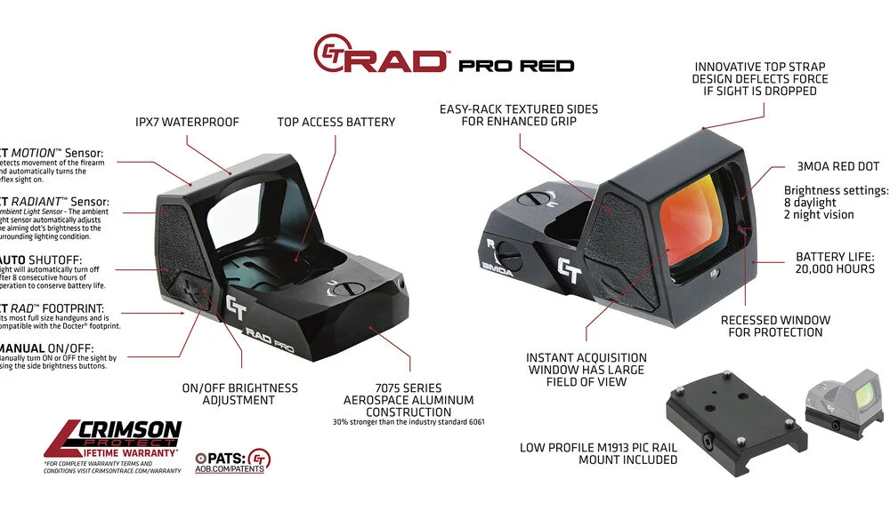 Crimson Trace RAD™ Pro (Rapid Aiming Dot) Green Electronic Sight, billede 6 af 10