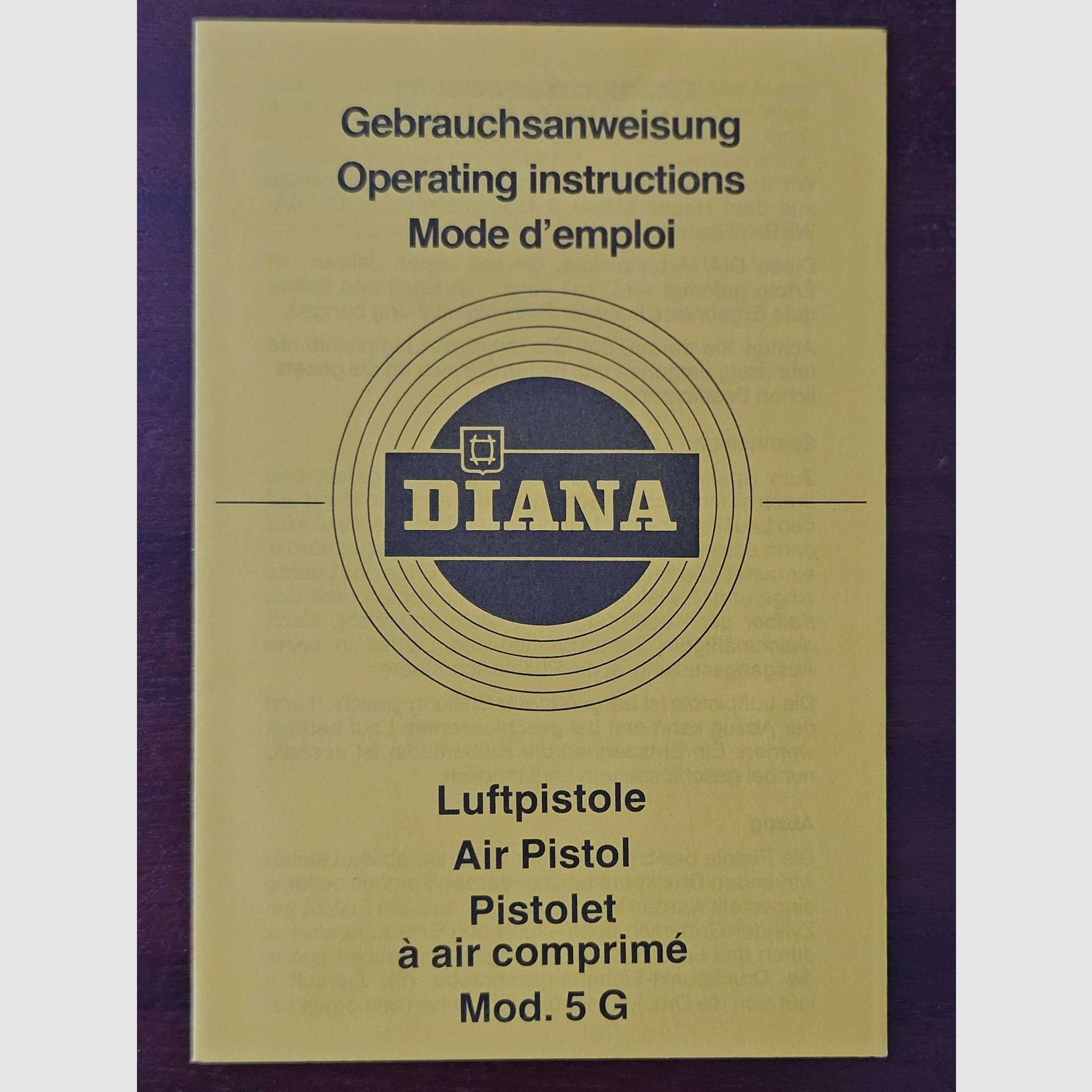 Istruzioni originali per l'uso della Diana Luftpistola 5G