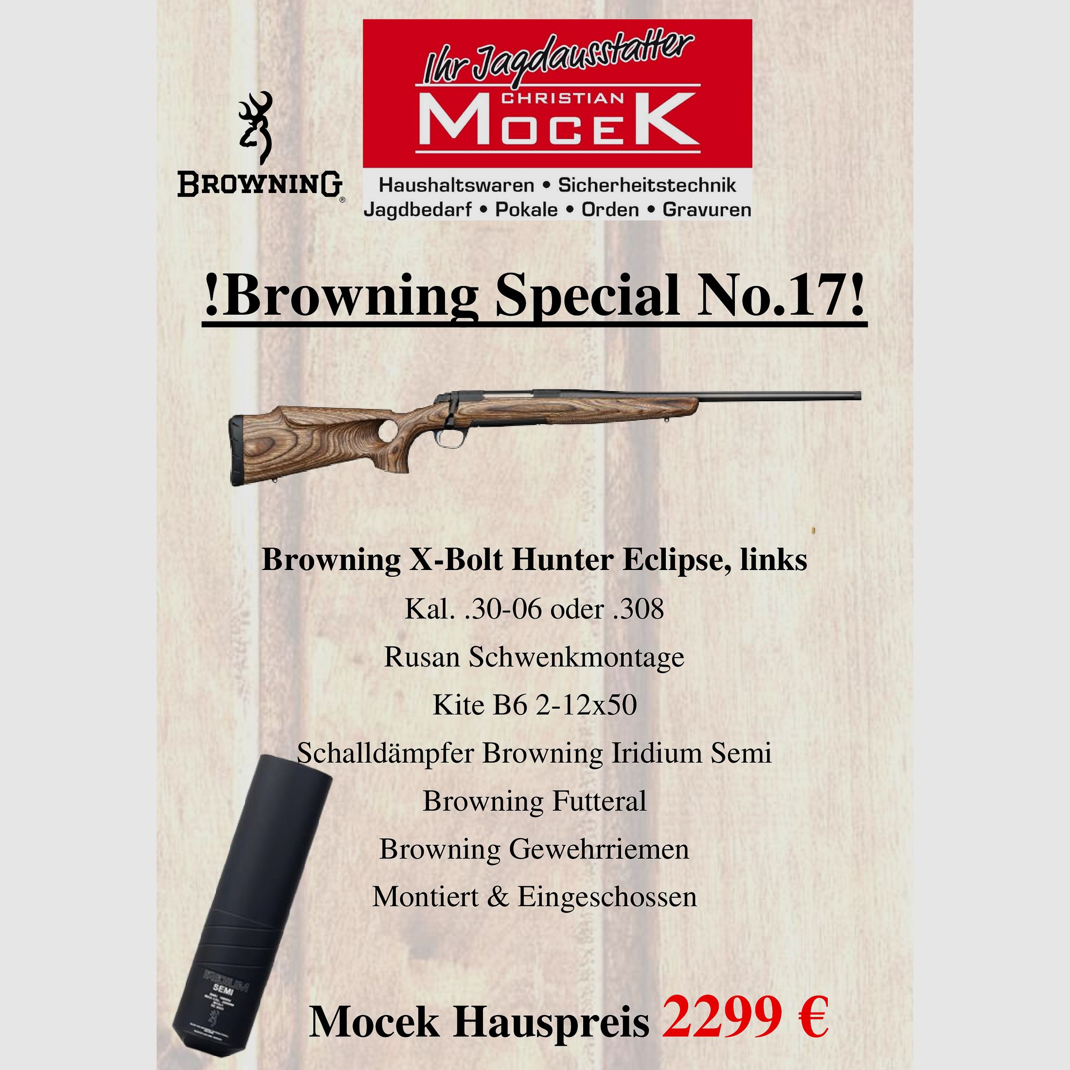 Browning X-Bolt Hunter Eclipse, mit Kite B6 2-12x50, links