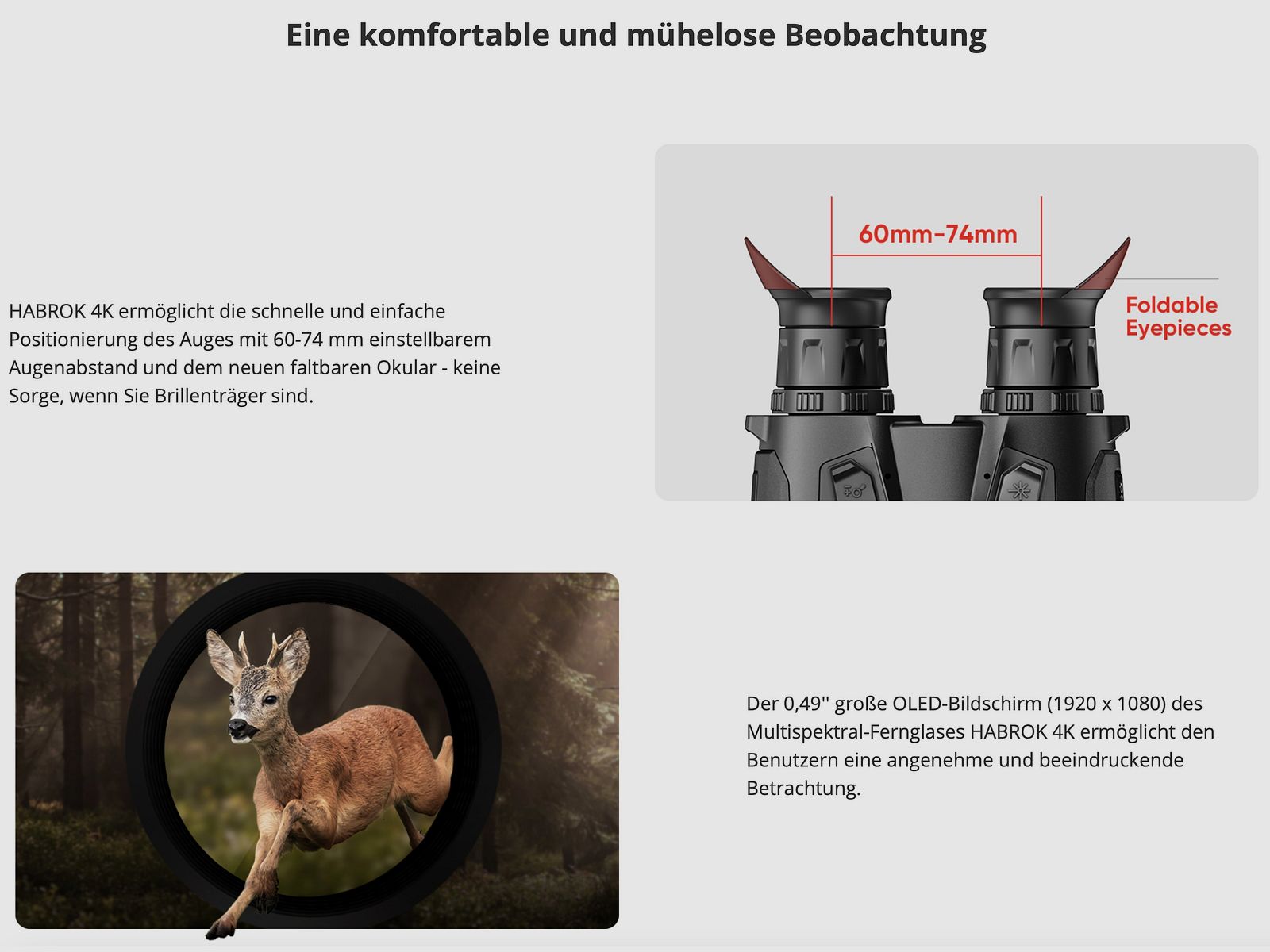 Hikmicro Binocular Habrok 4K HE25L 5.5-22x60 Wärmebild/Nachtsicht/Digitalkamera 850Nm 1920 x 1080