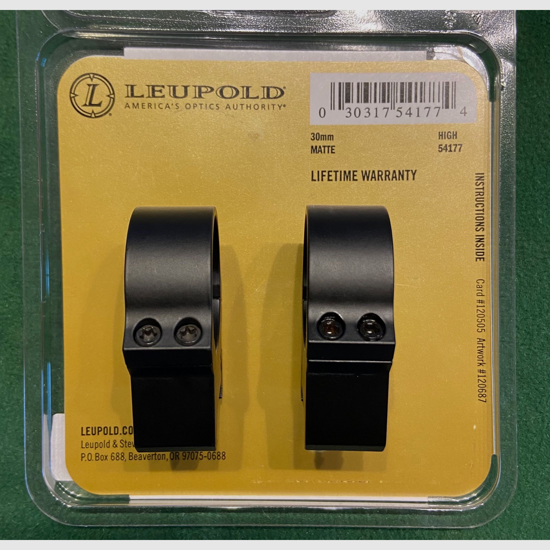 Leupold  Picatinny RINGE 30mm High (H=12,18mm) Stahl, Matt