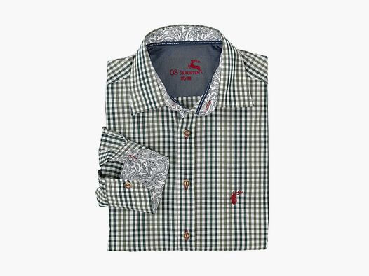 OS-Trachten Heren Langarmshirt, Slim Fit