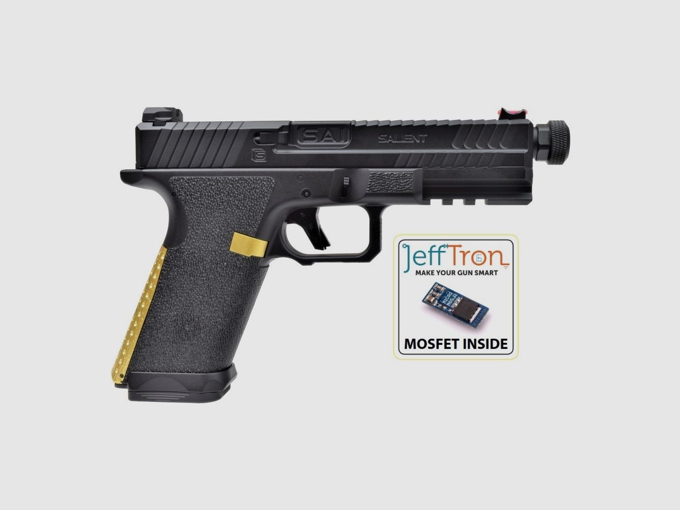 CYMA CM.135S AEP "SAI BLU - SALIENT ARMS INTERNATIONAL", schwarz/gold, S-Line mit JEFFTRON Mosfet MICRO