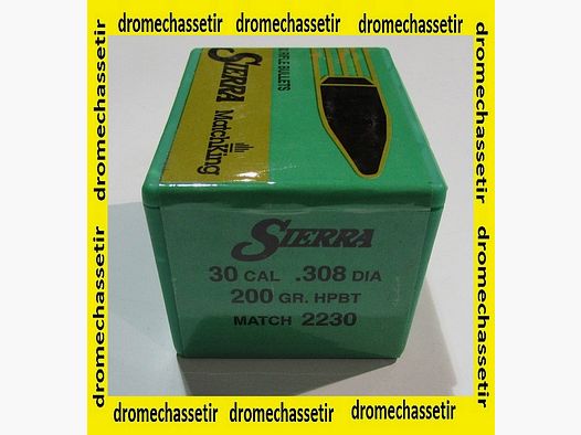 Box mit 100 Geschossen Sierra .308, 200grs HPBT Matchking, Ref 2230