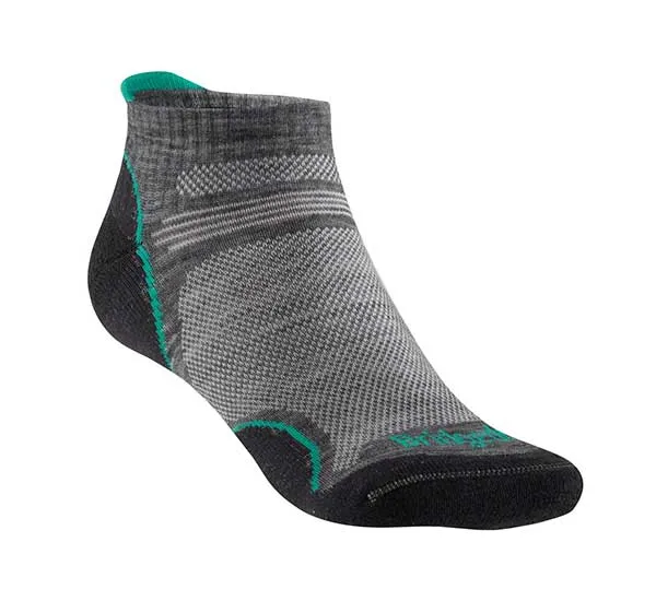 BRIDGEDALE Ultralight T2 Merino Performance Low Grey/Surf Women's Socks, image 3 of 5