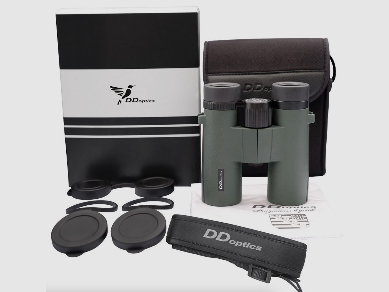 DDoptics 440120033 Fernglas Kolibri 8x33 Gen3 grün mit Tasche und Trageriemen