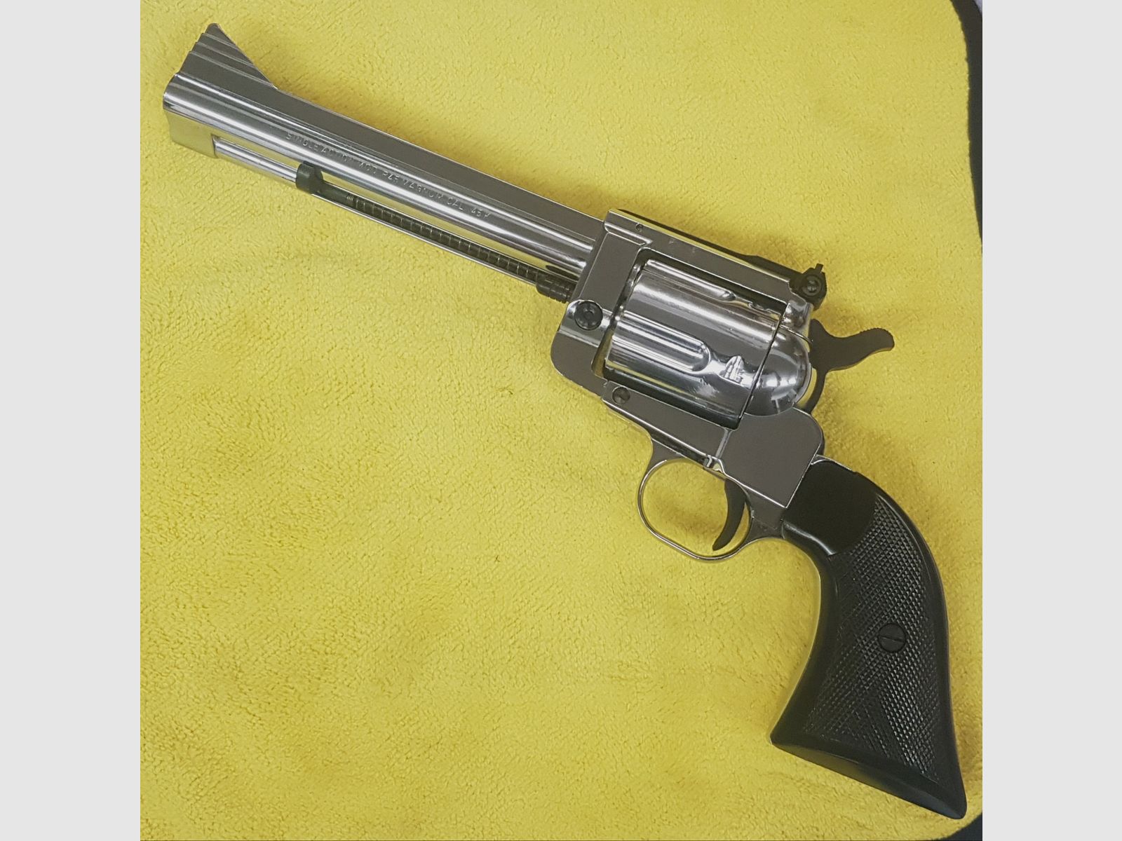 Verchromter Western Revolver Reck Single Action Mod. R45 Magnum cal. .45 K PTB 487 aus 1989