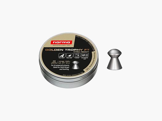 ŚRUTY DO WIATRÓWEK – NORMA – GOLDEN TROPHY FT XTRA HEAVY Kal. 4,5mm / .177 | 0,63g / 9,7gr | 500szt
