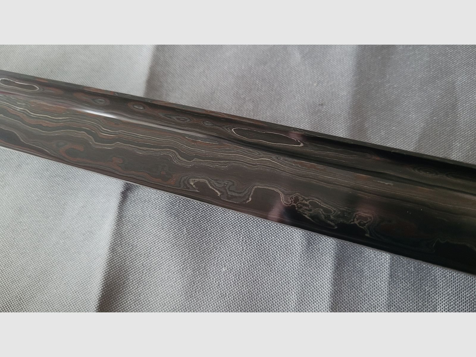 Ninjato Katana Schwert Schwarz Roter Damast wie Neu