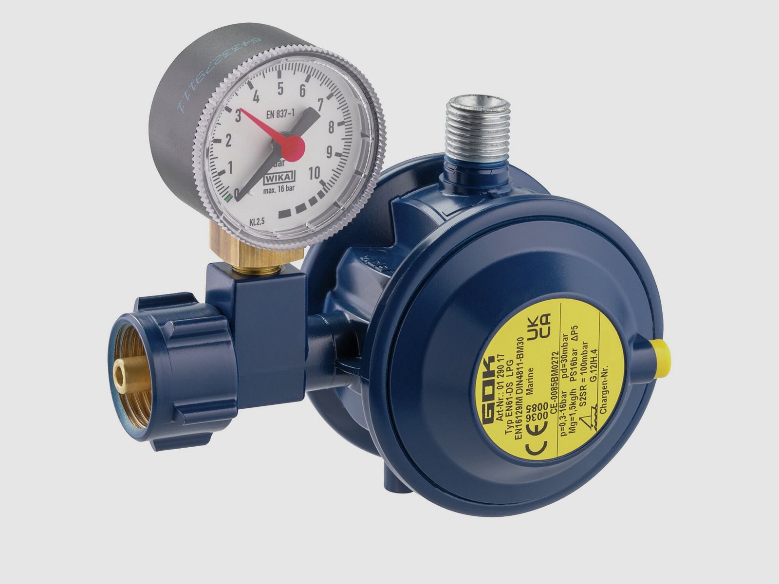 Gas regulator 1.5 kg/h, KLF x G1/4LH-KN-90G UEDS MAN MAR