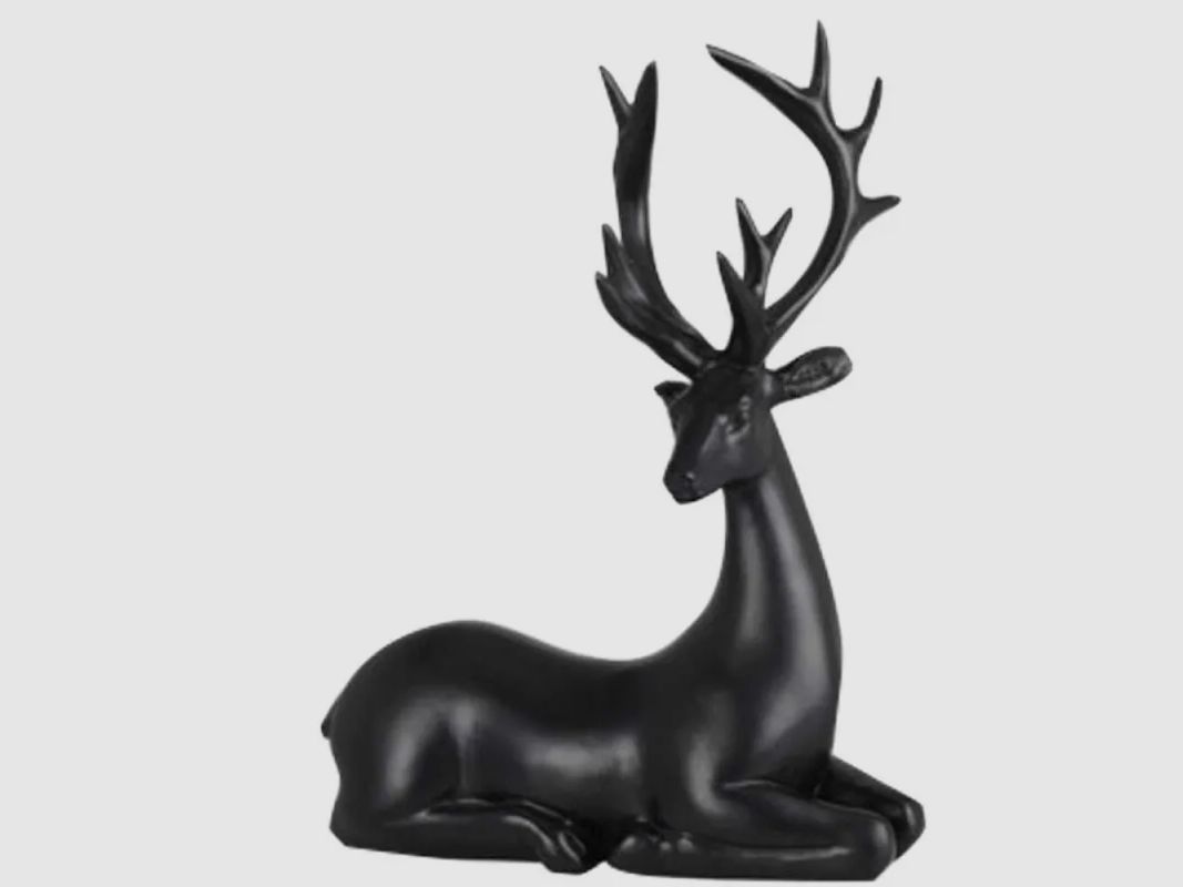 Renna nera sdraiata 20cm - 16x6,5x20,5cm - Decorazione natalizia, immagine 1 di 6