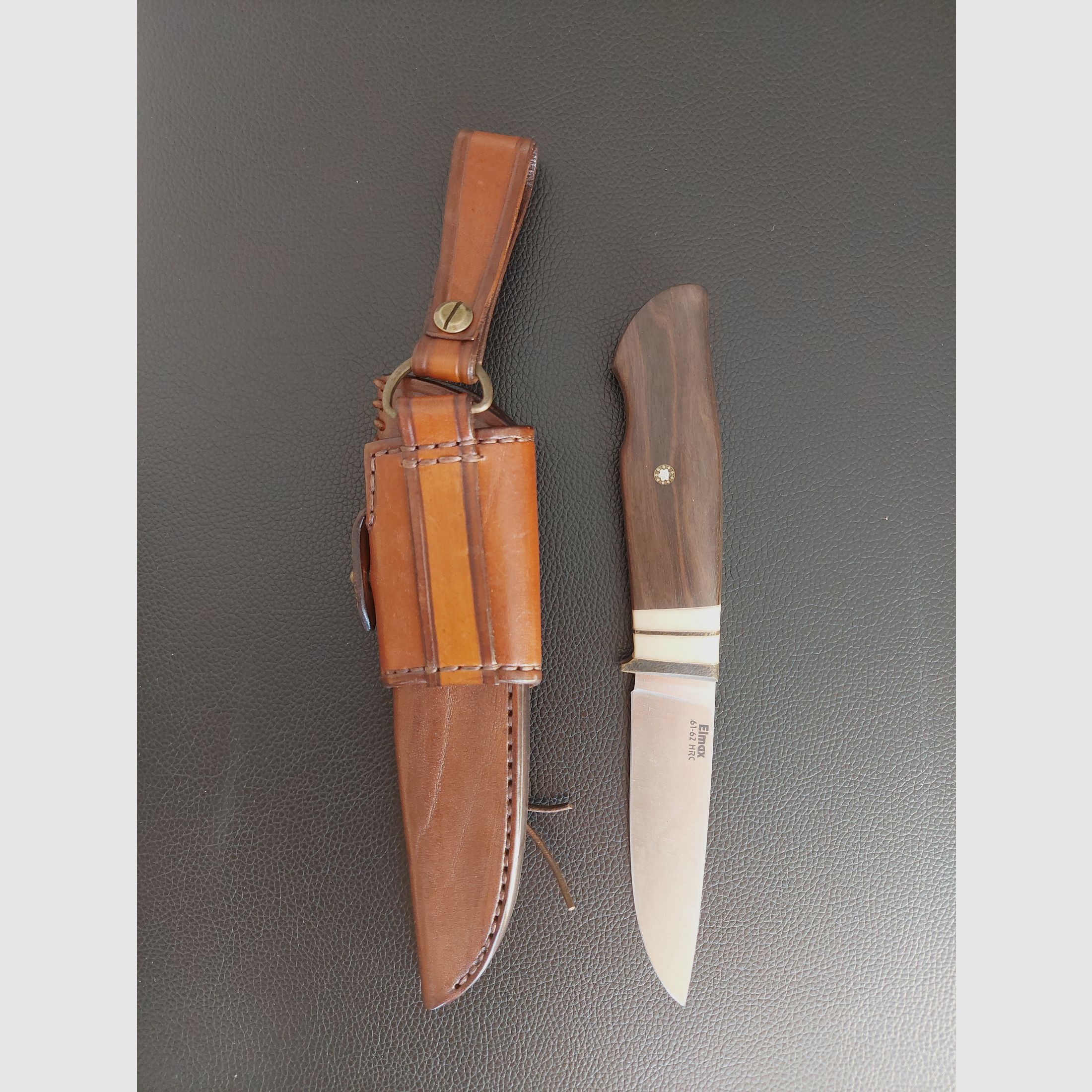 Handcrafted knife made from powder metallurgical Elmax steel, made as a one-off piece.