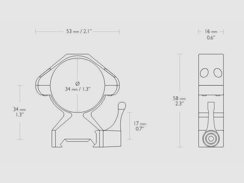HAWKE 23031 2 Stück Ringmontagen 34 mm Precision Steel Weaver Mittel Lever