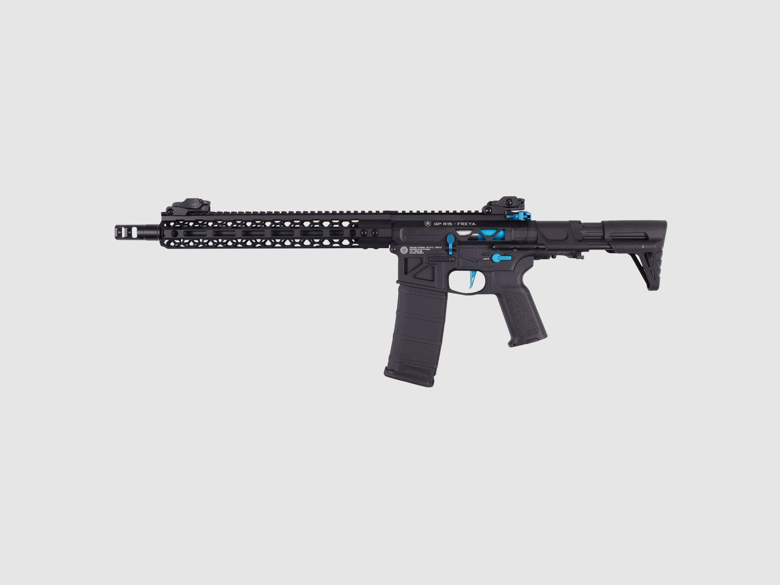 GP R15 FREYA HEXAGON Skeleton 12,5" PDW gen.2 M-LOK Czarny/Niebieski S-AEG Wolny od 18 lat -F- | Delta Armory