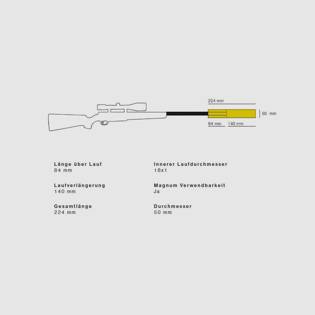 Schalldämpfer Hausken JAKT LITE XTRM, JD224LX.2, 7.85mm, M18x0, Bild 3 von 3