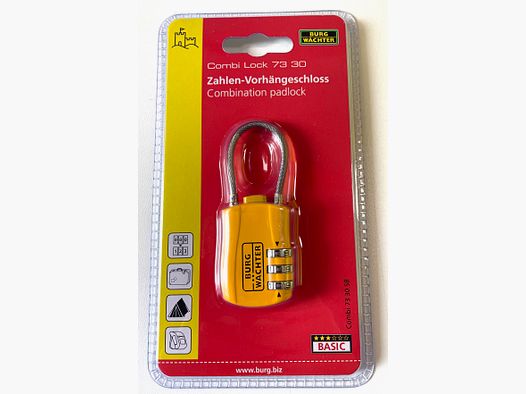 Burg Wächter Verstellbares Zahlenschloss Combi Lock 73 mit Bügeldraht gelb