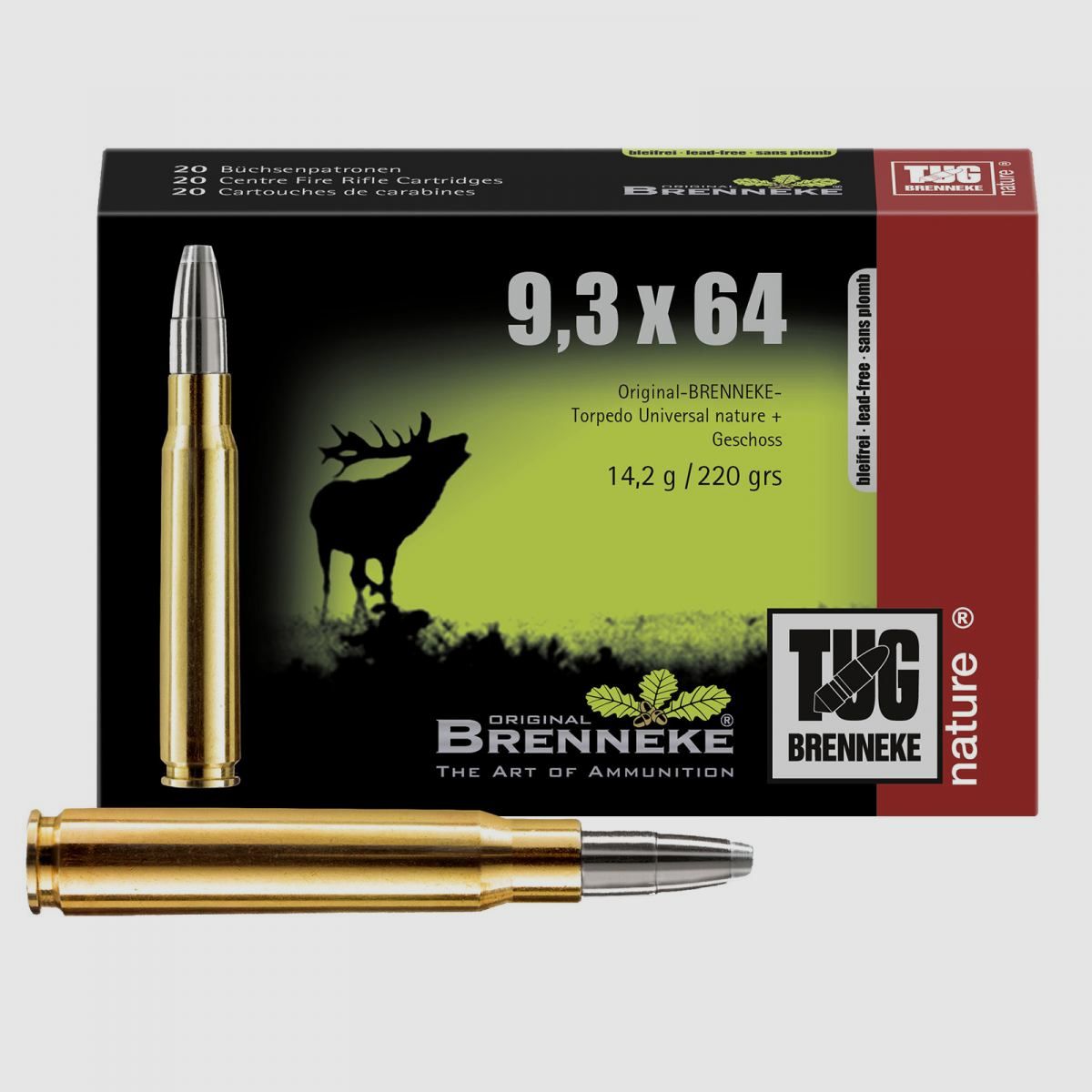 Brenneke 9,3x64 220GR TUG nature+ 20 patronen